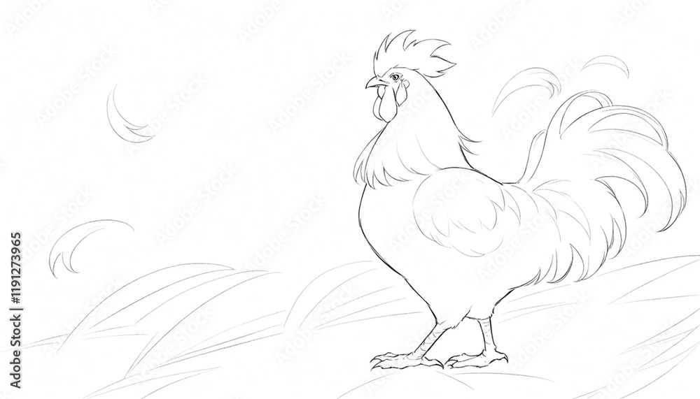 Fototapeta premium The rooster stands proudly in the sunny field