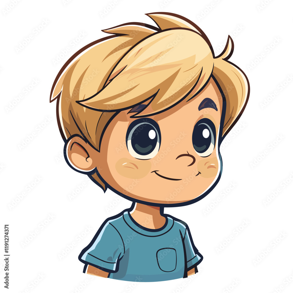 Cute Little Boy Smiling Cartoon Mascot Character Vector Illustration. Cute Little Boy Smiling Cartoon Mascot Character Vector Illustration.