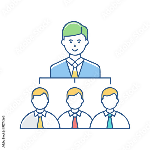 boss with team members vector icon, boss with team members vector illustration - simple illustration of boss with team members, perfect for logos and iconsboss with team members photo