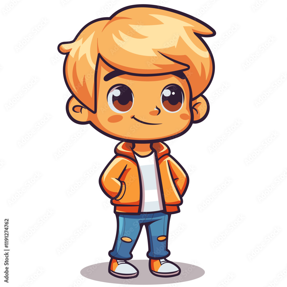 Cute Little Boy Smiling Cartoon Mascot Character Vector Illustration. Cute Little Boy Smiling Cartoon Mascot Character Vector Illustration.