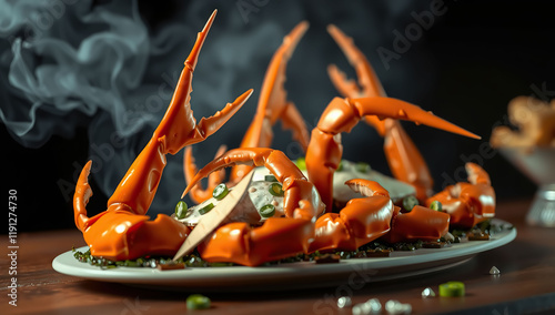 Whole crab, food on a black background
