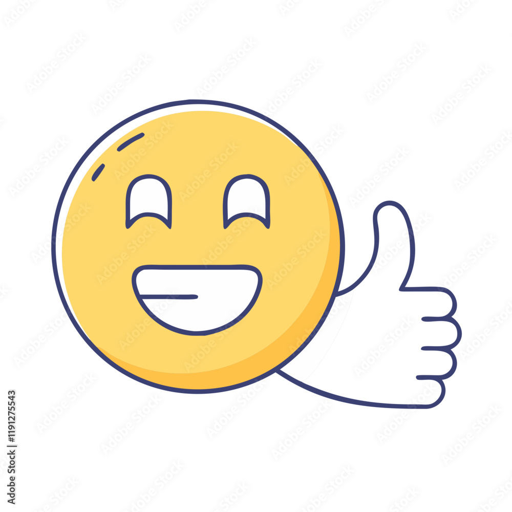 Fototapeta premium smiling face with thumbs up vector icon, smiling face with thumbs up vector illustration - simple illustration of smiling face with thumbs up, perfect for logos and iconssmiling face with thumbs up