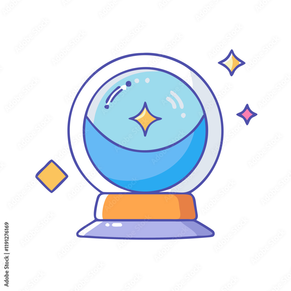 Obraz premium crystal ball vector icon, crystal ball vector illustration - simple illustration of crystal ball, perfect for logos and icons crystal ball