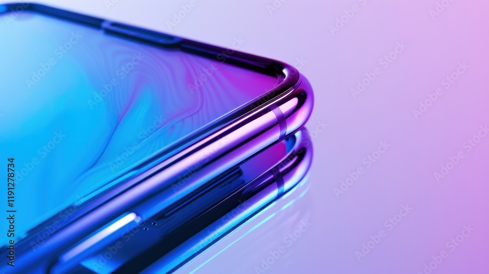 Close-up of a Phone Suspended with Vibrant Blue and Purple Background Close-up of a Phone Suspended with Vibrant Blue and Purple Background