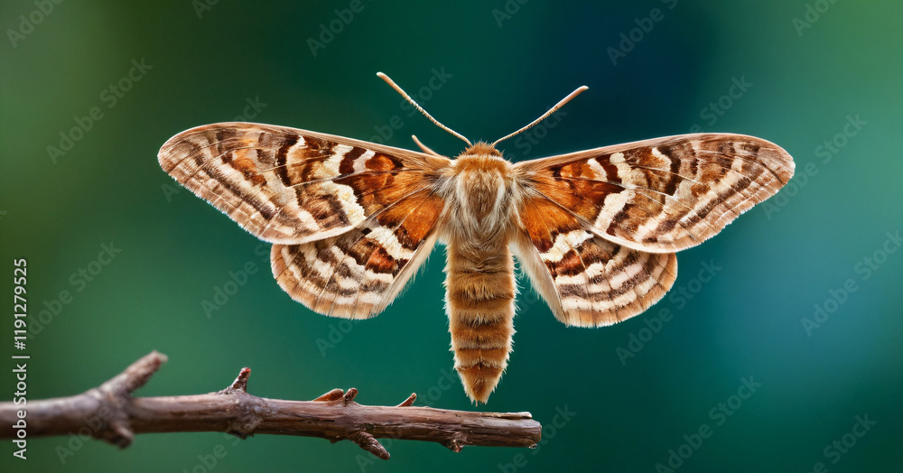 Macro Photography of Moth on Twig of Plant.