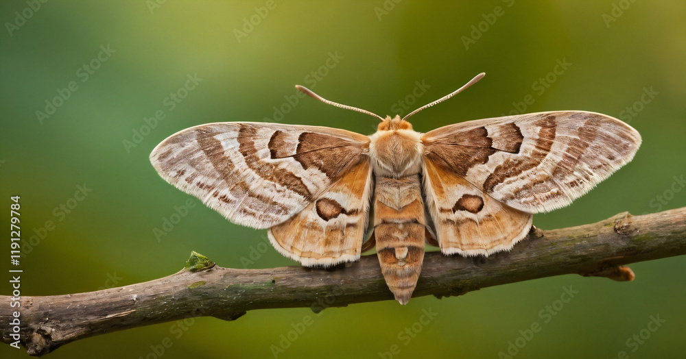 Macro Photography of Moth on Twig of Plant.