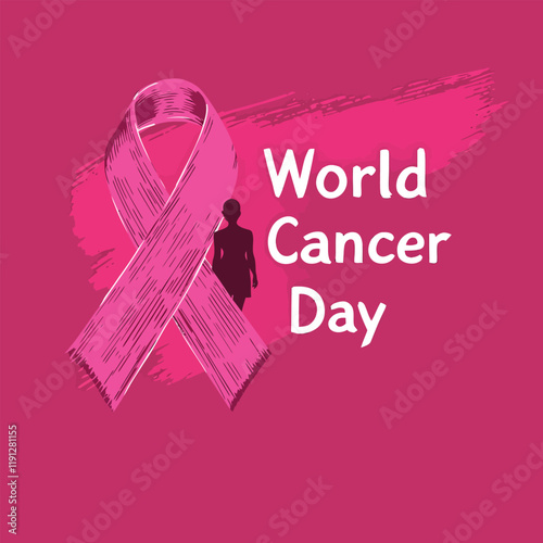 Vector ribbon banner for world cancer day