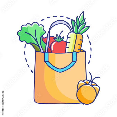 reusable shopping bag with veggies icon, reusable shopping bag with veggies vector, 