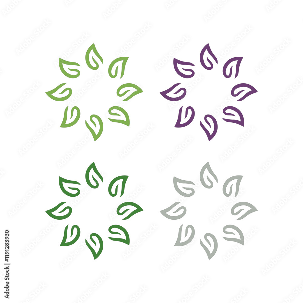 Natural Spring Leaves Sign Symbol Logo isolated on White Vector Natural Spring Leaves Sign Symbol Logo isolated on White Vector