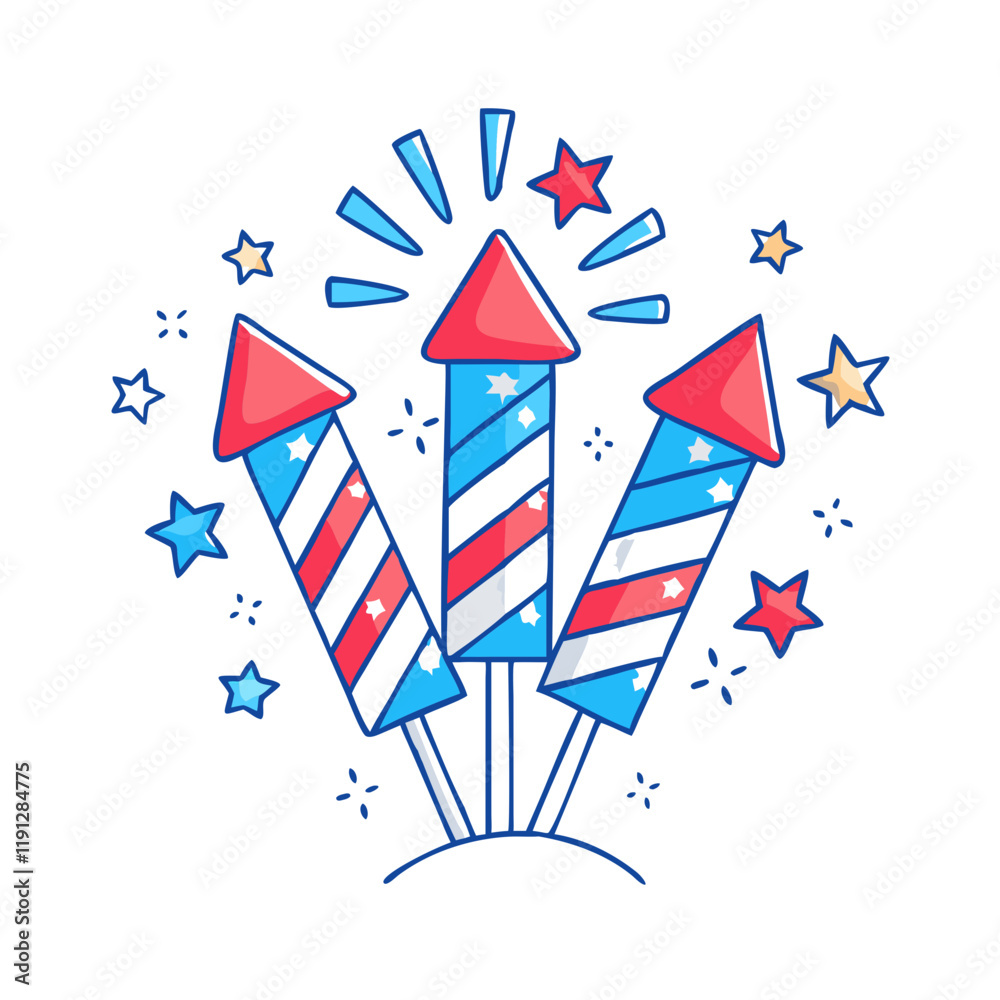 Fototapeta premium red white and blue fireworks icon, red white and blue fireworks vector
