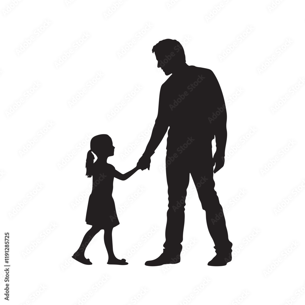 vector of black silhouette of daughter Father Daughter vector of black silhouette of daughter Father Daughter