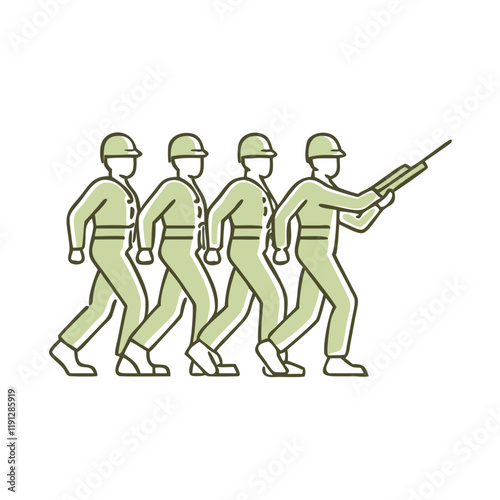 silhouette of soldiers marching icon, silhouette of soldiers marching vector, 