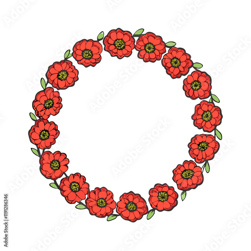 wreath of poppies vector icon, wreath of poppies vector illustration - simple illustration of wreath of poppies, perfect for logos and icons wreath of poppies