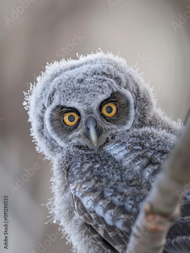 Curious Grey Owlet Gazing with Bright, Expressive Eyes