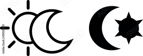 "Sun and Moon Vector Icon Set - Celestial and Cosmic Symbols"