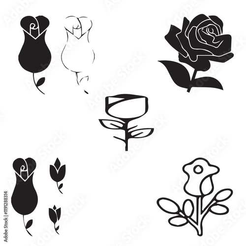 Rose Day vector design icon symbol set 