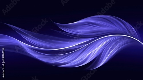 Wallpaper Mural Abstract Purple Feathers: Two ethereal, luminous purple feathers dance across a deep navy background, creating an elegant and flowing abstract design. The soft. Torontodigital.ca