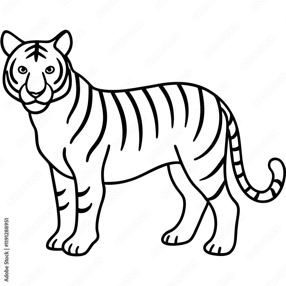 Tiger line art vector illustration 