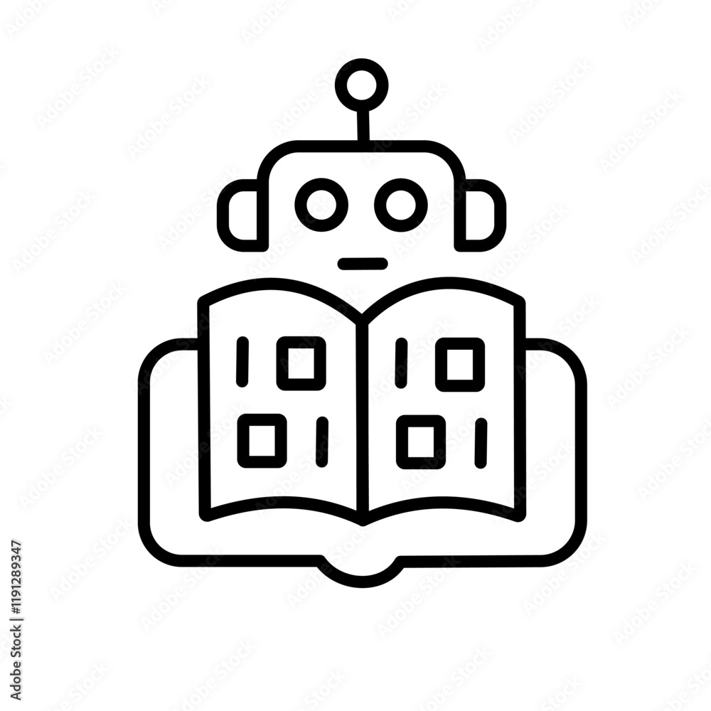 Robot Reading Icon