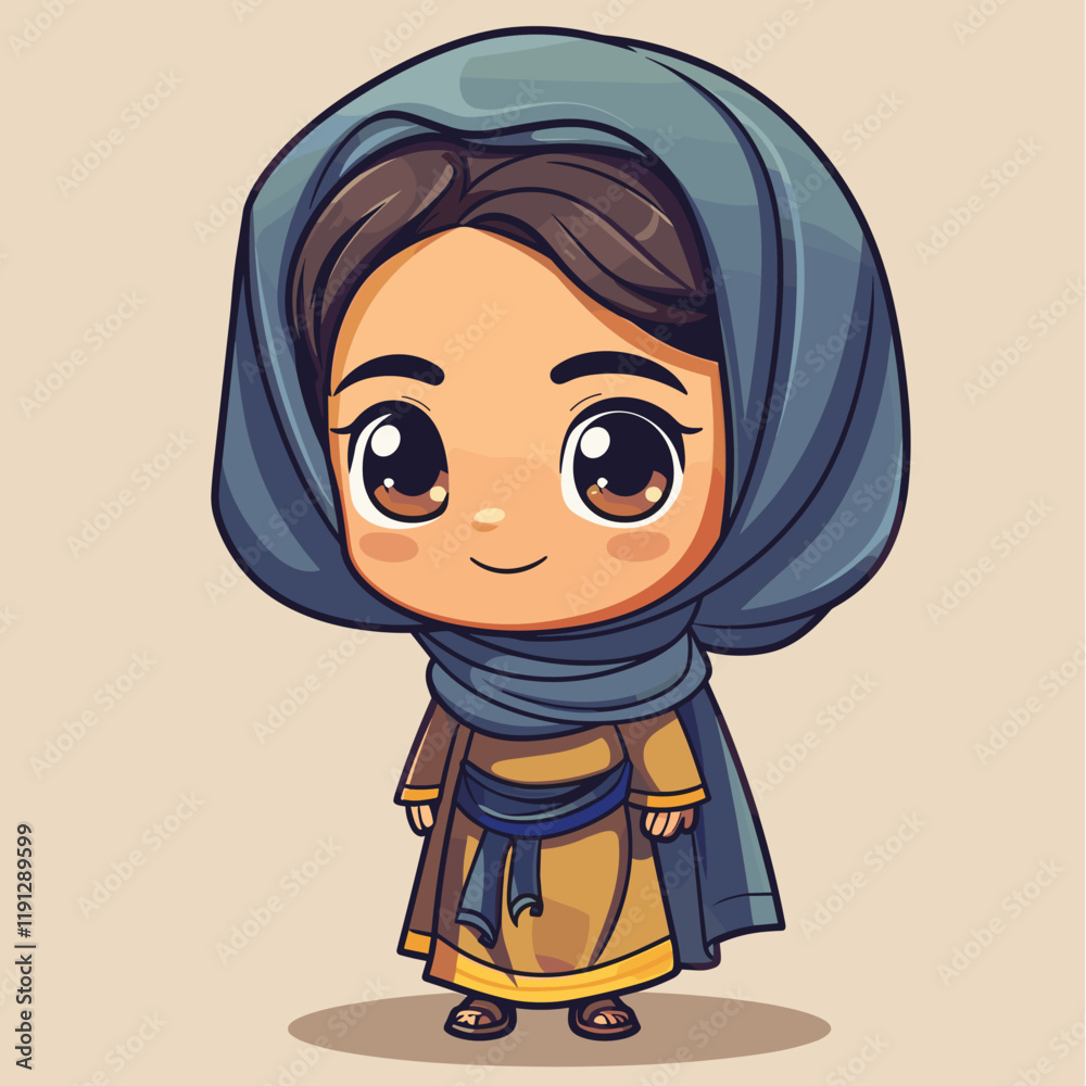 Cute little Muslim girl in hijab. Vector cartoon illustration. Cute little Muslim girl in hijab. Vector cartoon illustration.