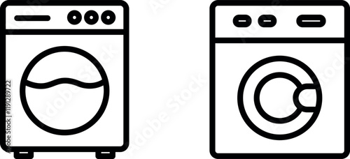 "Washing Machine Vector Icon Set - Laundry and Household Essentials"