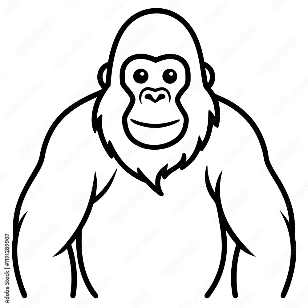 Fototapeta premium Orangutan line art vector illustration 