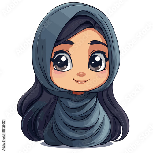 Cute Muslim girl in niqab. Vector illustration.