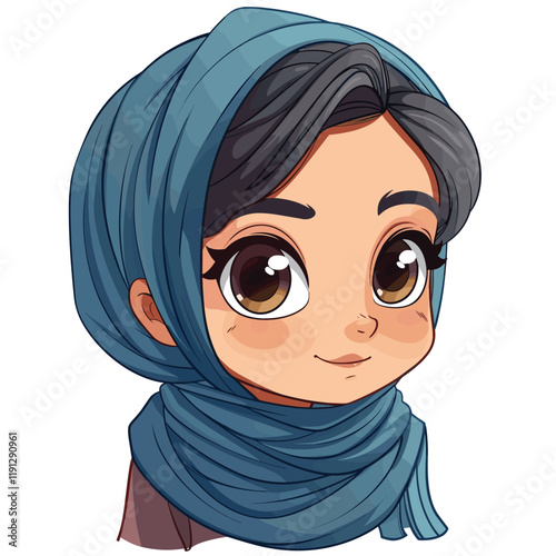 Cute cartoon Muslim girl. Vector illustration.