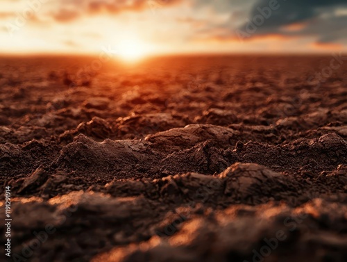 Wallpaper Mural A barren farmland glowing with toxic residue, representing pesticide health risks, stark and detailed Torontodigital.ca