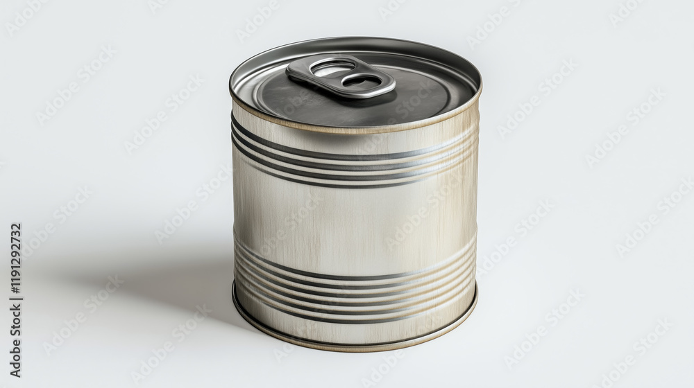 Metal Can with Pull Tab on White Background Metal Can with Pull Tab on White Background
