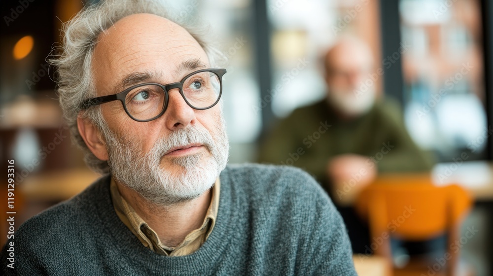 Thoughtful adviser engaging in conversation with a middle-aged client Thoughtful adviser engaging in conversation with a middle-aged client