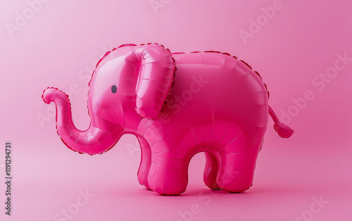 Pink Balloon Elephant on Pastel Background