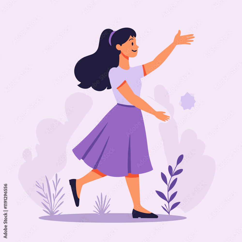 Joyful dancer in motion against pale purple background, artistic expression Joyful dancer in motion against pale purple background, artistic expression
