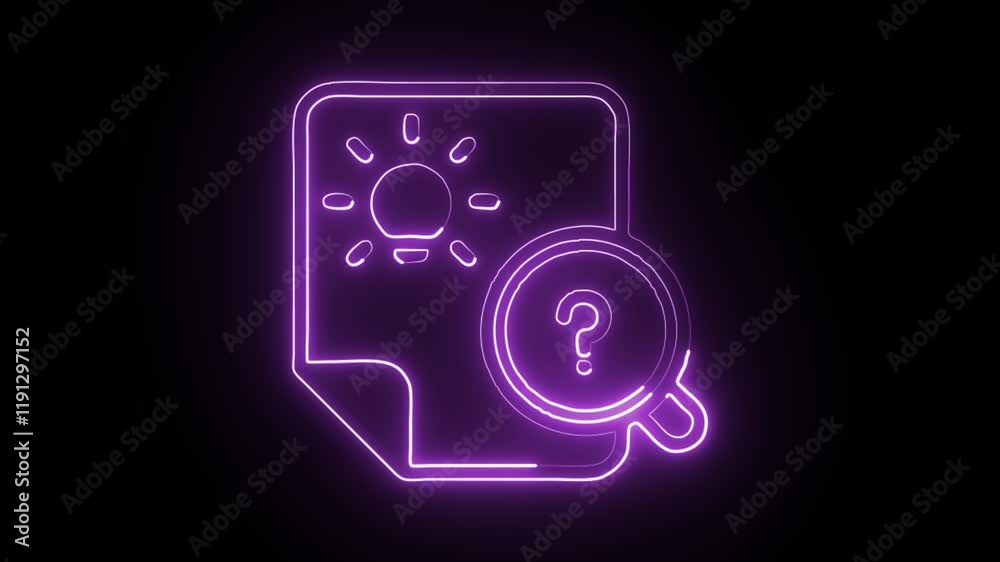 glowing neon search idea icon isolated on black background. HD video motion graphic animation