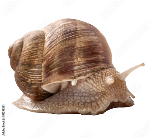 Garden snail on white photo