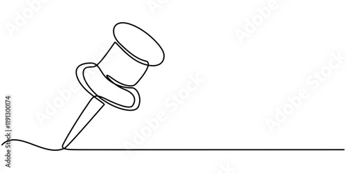 push pin icon, linear sign isolated on white background - editable vector illustration eps10, push pin continuous one line drawing, push pins in different angles. Illustration on transparent vector.