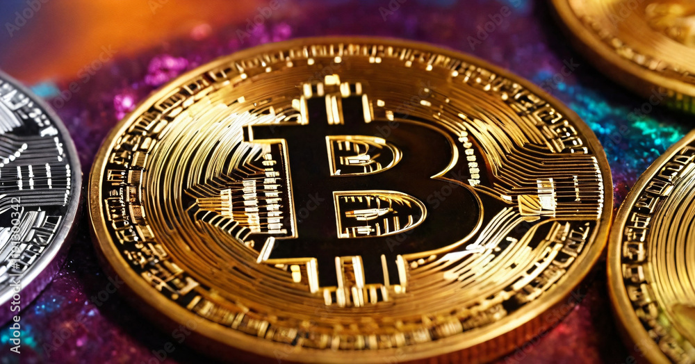 colorful bitcoin micro detail