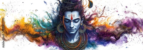 Hindu festival Maha Shivratri. Vector illustration Of Shivratri, Maha Shivratri with hindi massage om maha shivaya photo