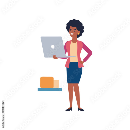 Professional Woman at Work Social Media Management in an Office Setting