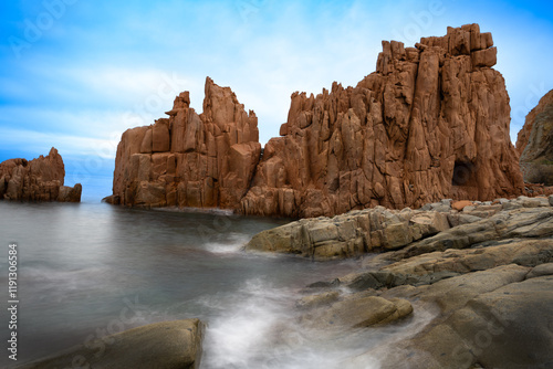 Landscape with the red rocks of Arbatax in Sardinia photo