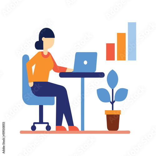 Professional Woman at Work Social Media Management in an Office Setting