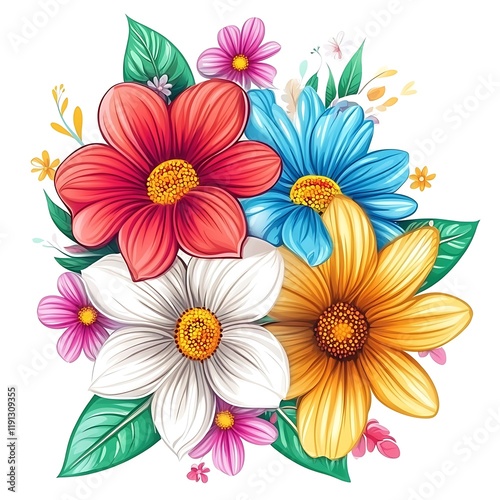 Colourful flower cartoon for summer decoration