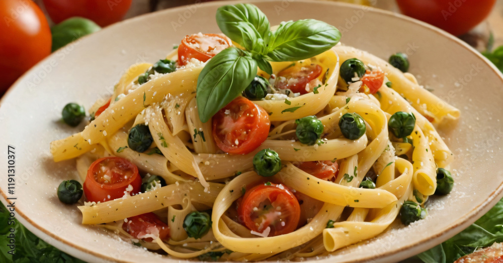 Delicious Italian Pasta Dish With Fresh Healthy Ingredients