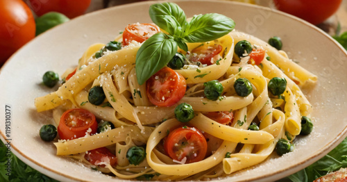Obraz na płótnie Delicious Italian Pasta Dish With Fresh Healthy Ingredients w salonie