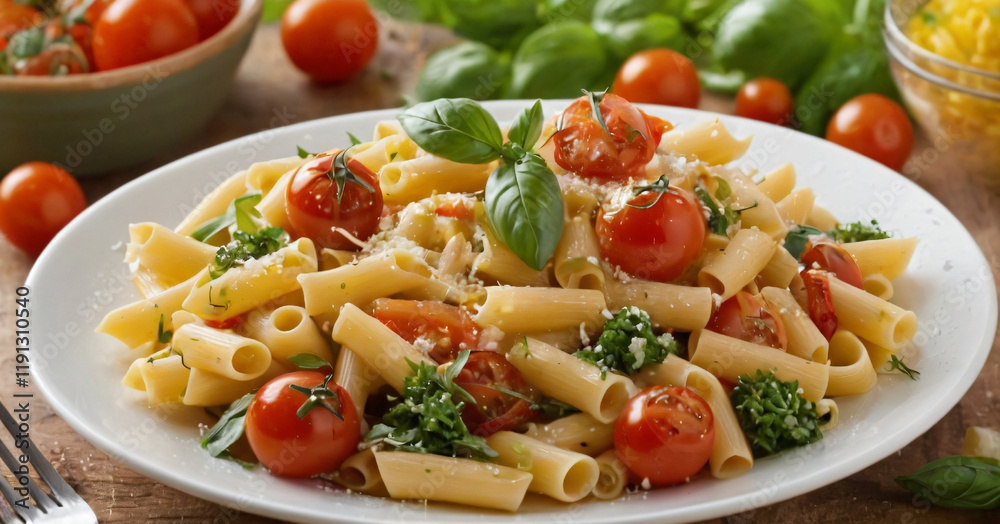 Delicious Italian Pasta Dish With Fresh Healthy Ingredients