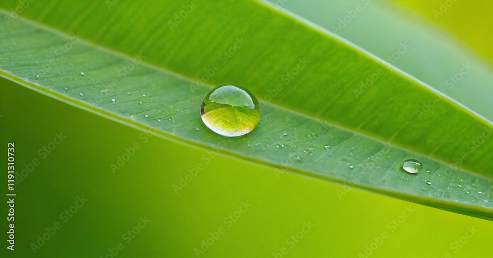 Dew drop on the leaf, which reflects the sprout