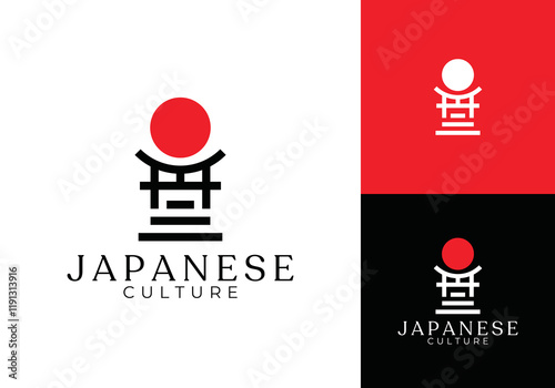 japanese pagoda logo. classic modern culture line style vector design	
