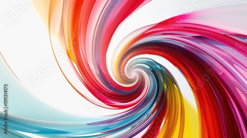 Vibrant Colorful Swirl Expanding from the Center on White Background