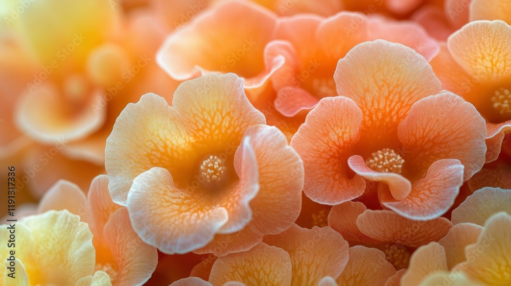 Delicate Peach-Colored Flowers in Soft Focus A Close-Up Macro Photograph Delicate Peach-Colored Flowers in Soft Focus A Close-Up Macro Photograph