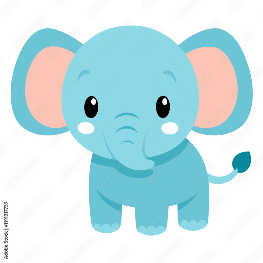Cartoon cute baby elephant vector on white background. Cartoon cute baby elephant vector on white background.